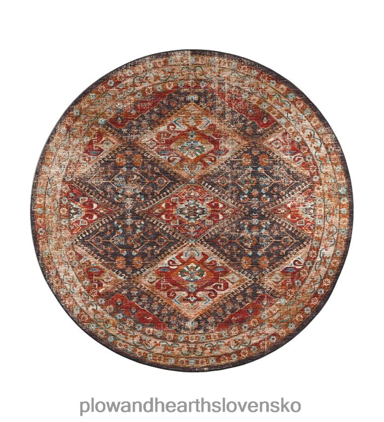Plow & Hearth vnútorný/vonkajší hrobový mlyn harlekýn okrúhly koberec 6P208P1353 domáce potreby