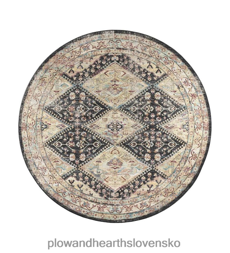 Plow & Hearth vnútorný/vonkajší hrobový mlyn harlekýn okrúhly koberec 6P208P1353 domáce potreby