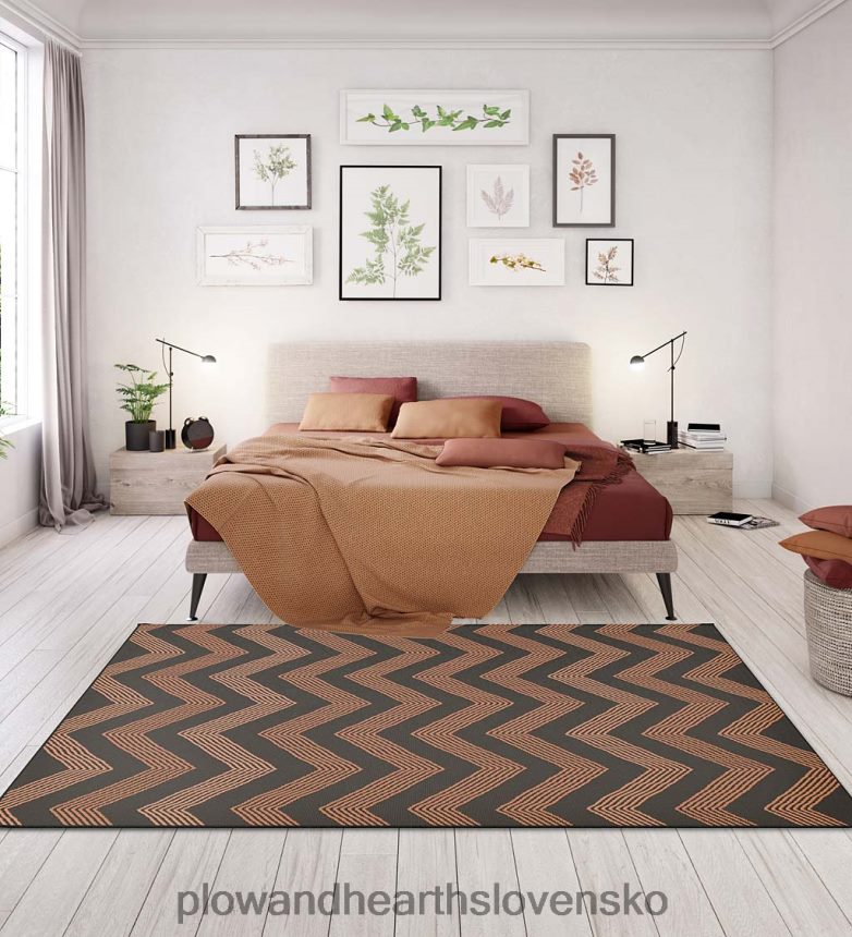 Plow & Hearth vnútorný/vonkajší široký koberec, 5' x 8' - hnedý 6P208P1437 domáce potreby