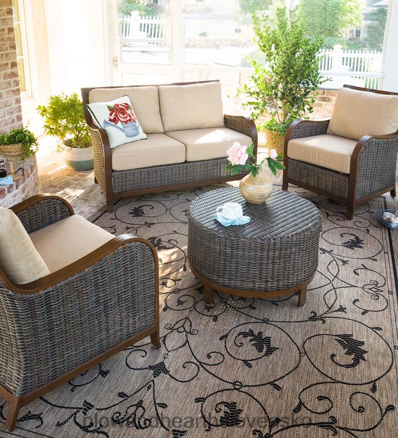 Plow & Hearth vnútorný/vonkajší koberec veranda scroll 6P208P1274 domáce potreby