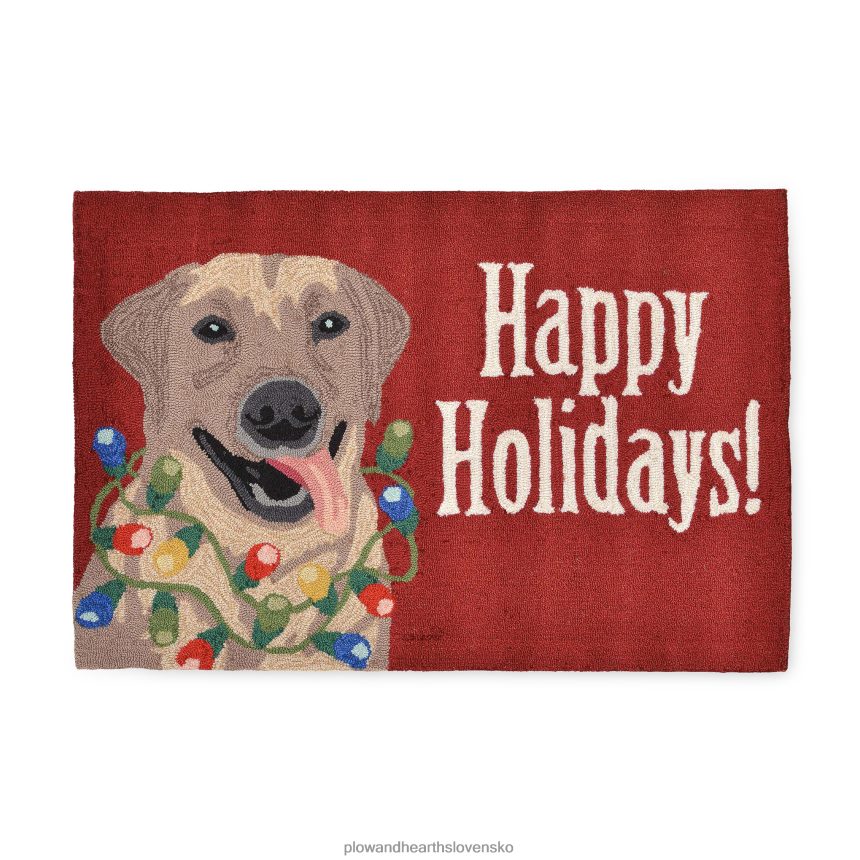 Plow & Hearth vnútorný/vonkajší, ručne hákový laboratórny koberec pre šťastné sviatky 6P208P1315 domáce potreby