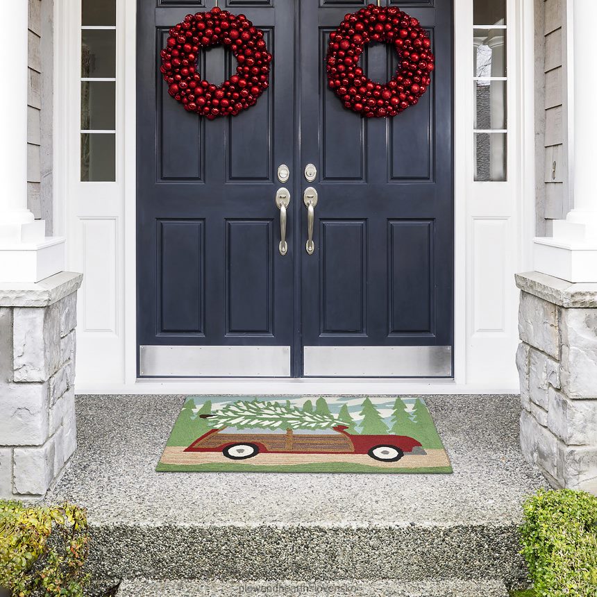Plow & Hearth vnútorný/vonkajší ručne hákový vianočný borovicový koberec 6P208P1321 domáce potreby