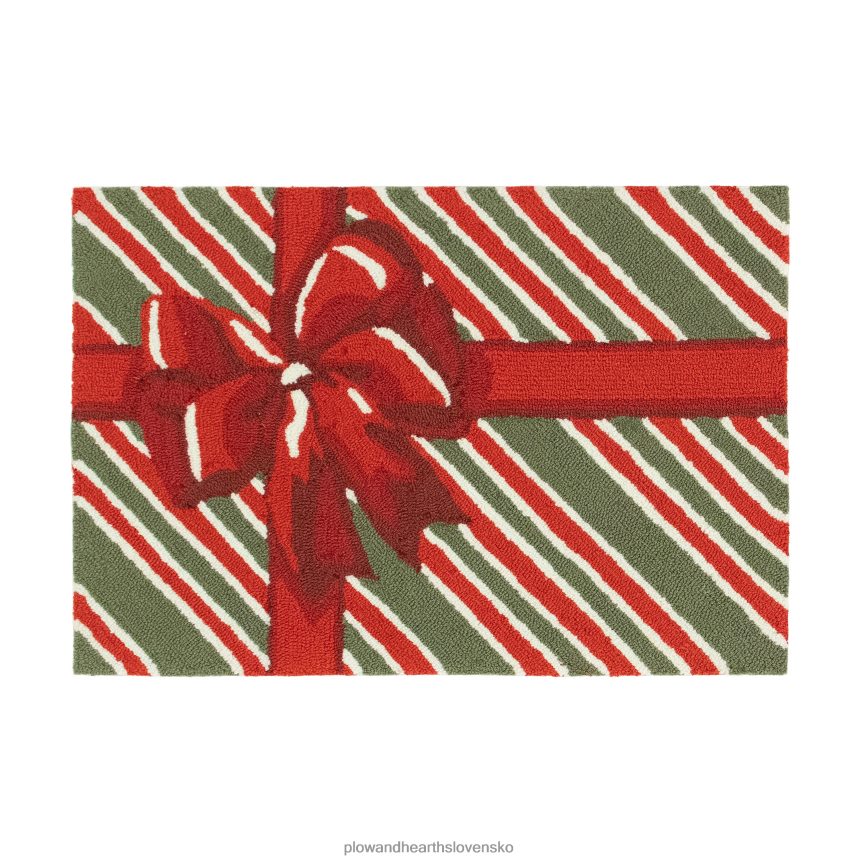 Plow & Hearth vnútorný/vonkajší ručne hákový vianočný darčekový koberec 6P208P1334 domáce potreby