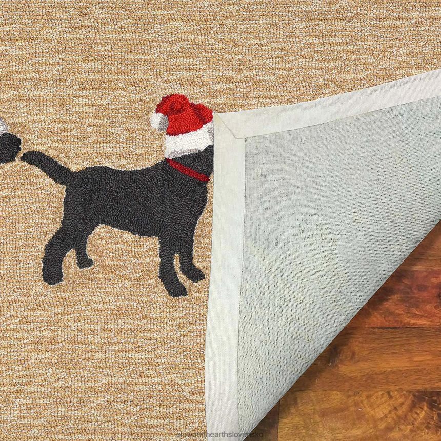 Plow & Hearth vnútorný/vonkajší ručne hákový vianočný koberec pre psov 6P208P1333 domáce potreby