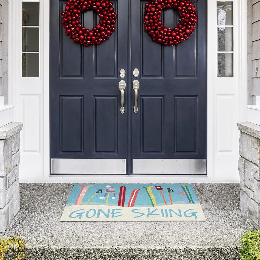 Plow & Hearth vnútorný/vonkajší, ručne háčkovaný koberec na lyžovanie 6P208P1337 domáce potreby