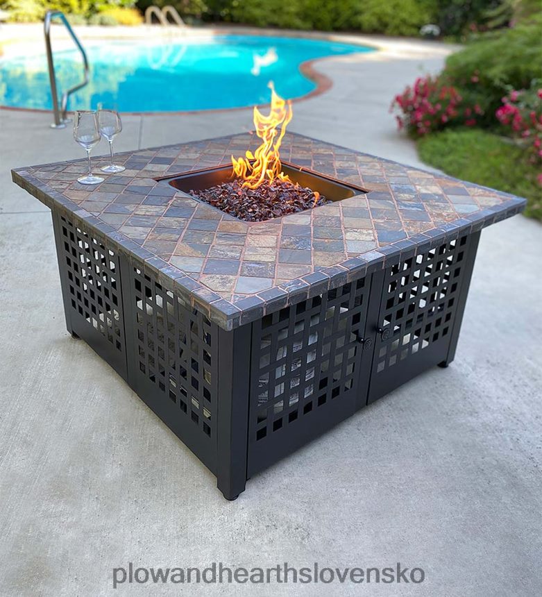 Plow & Hearth kingsbury vonkajšie ohnisko na lp plyn s bridlicovou a mramorovou dlažbou, 42" 6P208P1632 domáce potreby