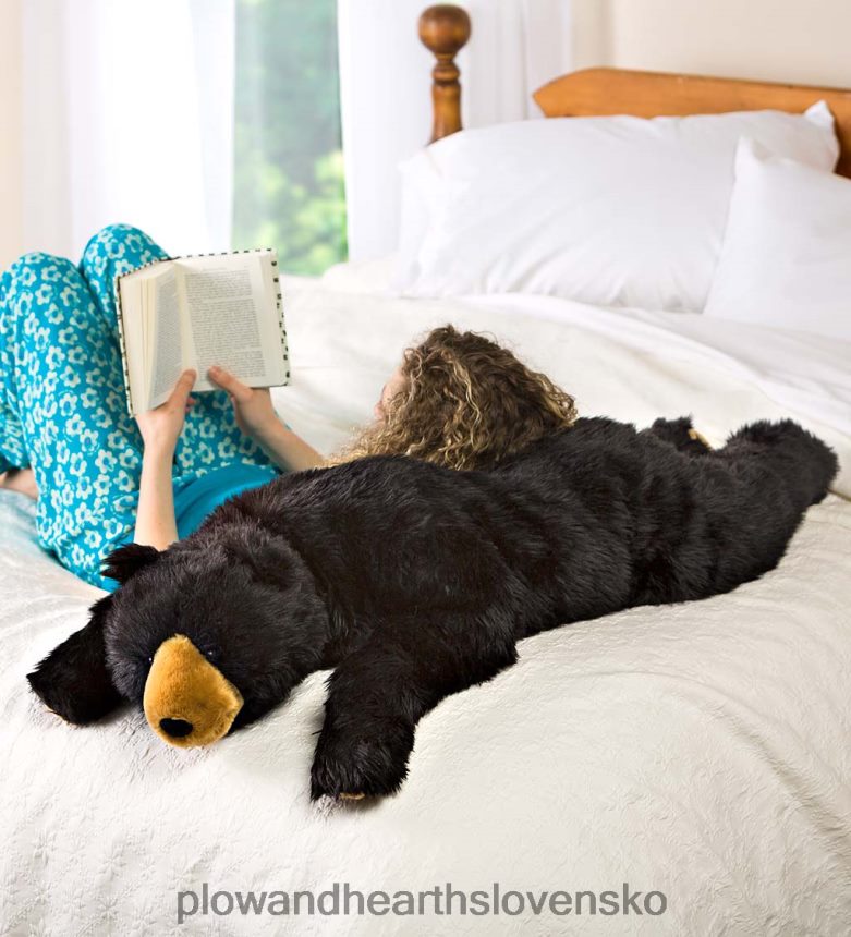 Plow & Hearth čierny medvedík plyšový vankúš na zvieracie telo - čierny 6P208P2349 domáce potreby