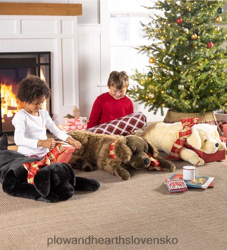 Plow & Hearth labradorský retriever plyšový vankúš na zvieracie telo - čokoládové laboratórium 6P208P2343 domáce potreby