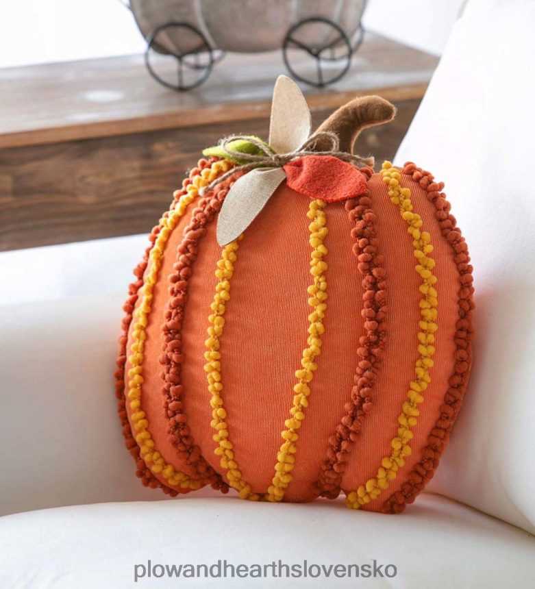 Plow & Hearth textúrovaný 3D vankúš v tvare tekvice 6P208P2376 domáce potreby