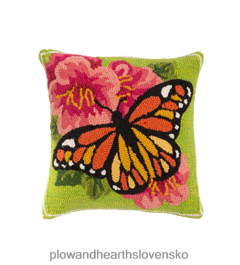 Plow & Hearth vnútorný/vonkajší hákový polypropylénový motýľový vankúš monarcha 6P208P1246 domáce potreby