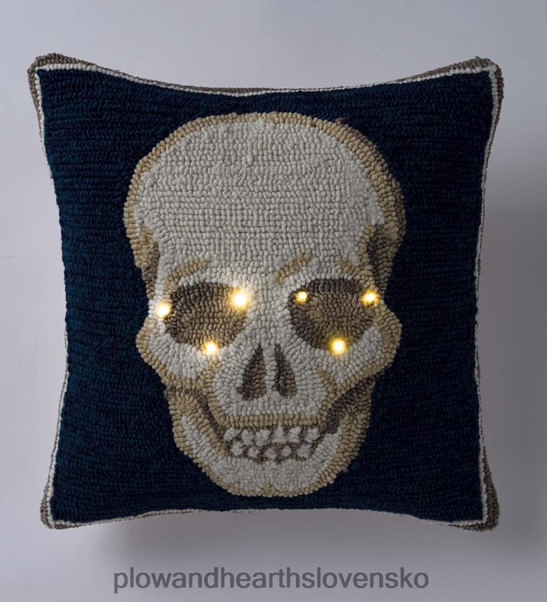 Plow & Hearth vnútorný/vonkajší osvetlený halloweenský vankúš z lebky 6P208P1236 domáce potreby