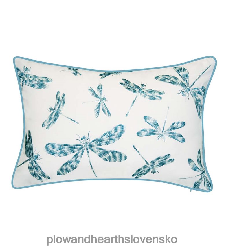 Plow & Hearth vnútorný/vonkajší vyšívaný bedrový vankúš vážka - námornícka 6P208P1252 domáce potreby