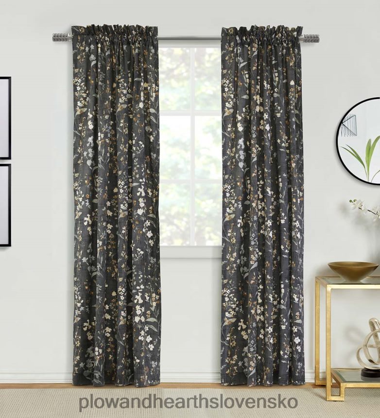 Plow & Hearth Závesy rockport kvetinového ľanového vzhľadu s viazaním, 84