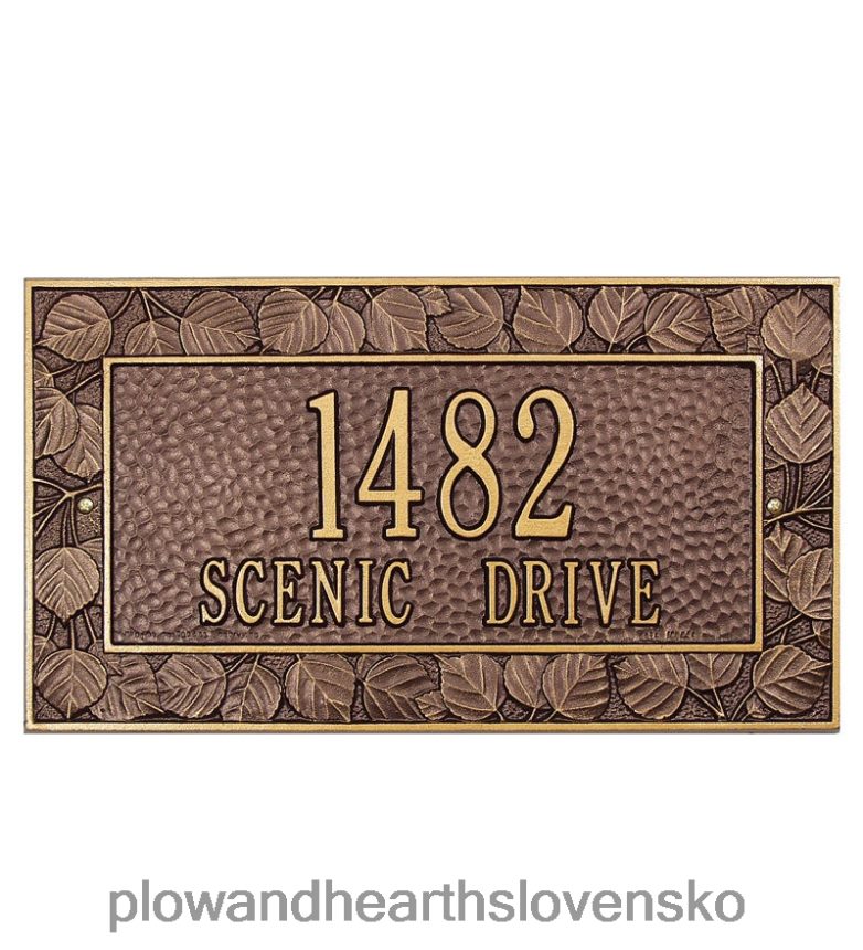 Plow & Hearth americky vyrobená personalizovaná osika adresná plaketa z liateho hliníka - čierna 6P208P728 dvor a záhrada