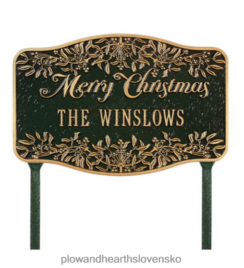 Plow & Hearth americky vyrobený personalizovaný znak veselých Vianoc z liateho hliníka - zelený 6P208P711 dvor a záhrada