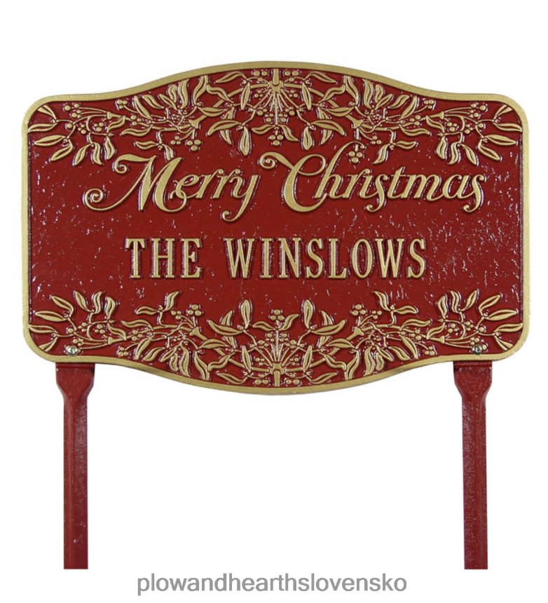 Plow & Hearth americky vyrobený personalizovaný znak veselých Vianoc z liateho hliníka - zelený 6P208P711 dvor a záhrada