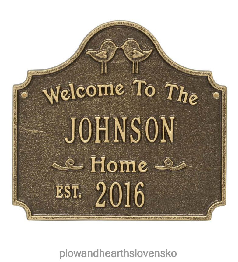 Plow & Hearth liata hliníková personalizovaná plaketa na domček lásky vtákov - starožitný bronz 6P208P704 dvor a záhrada