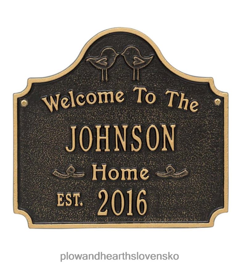 Plow & Hearth liata hliníková personalizovaná plaketa na domček lásky vtákov - starožitný bronz 6P208P704 dvor a záhrada