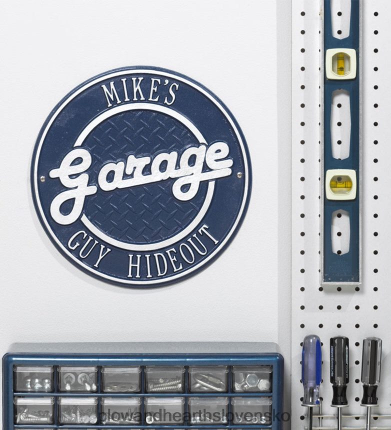 Plow & Hearth personalizovaná okrúhla retro garážová značka z liateho hliníka - čierna 6P208P718 dvor a záhrada