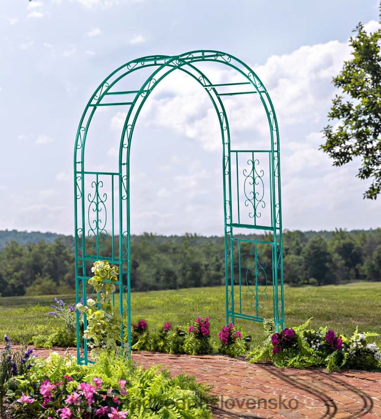 Plow & Hearth farebný kovový záhradný altánok montebello - pobrežná modrá 6P208P660 dvor a záhrada