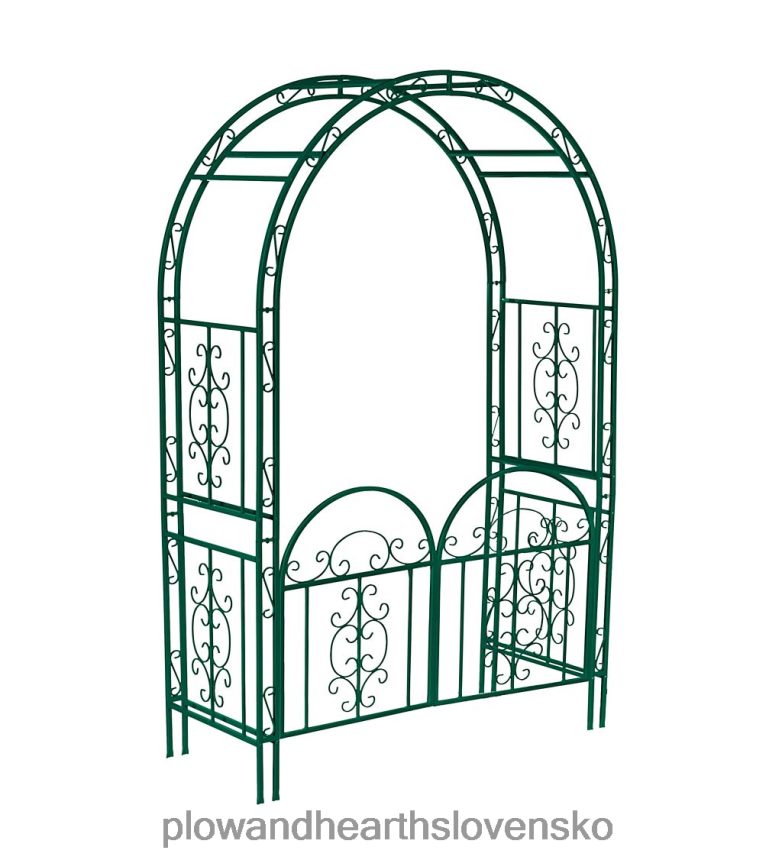 Plow & Hearth farebný kovový záhradný altánok montebello s bránou - zelený 6P208P663 dvor a záhrada