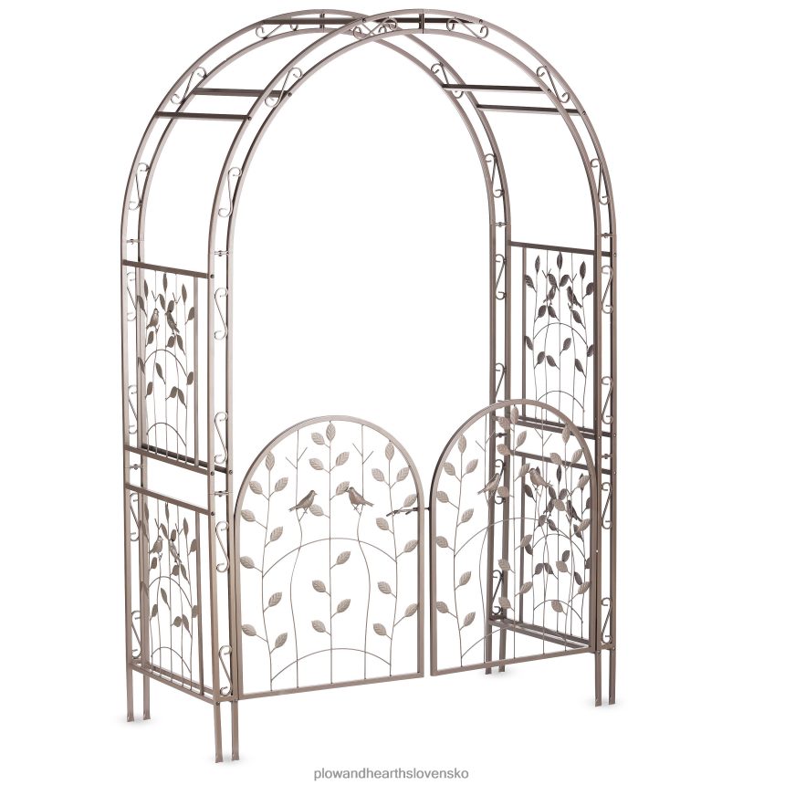 Plow & Hearth kovový klenutý záhradný altánok pre vtáky a listy s bránou 6P208P653 dvor a záhrada