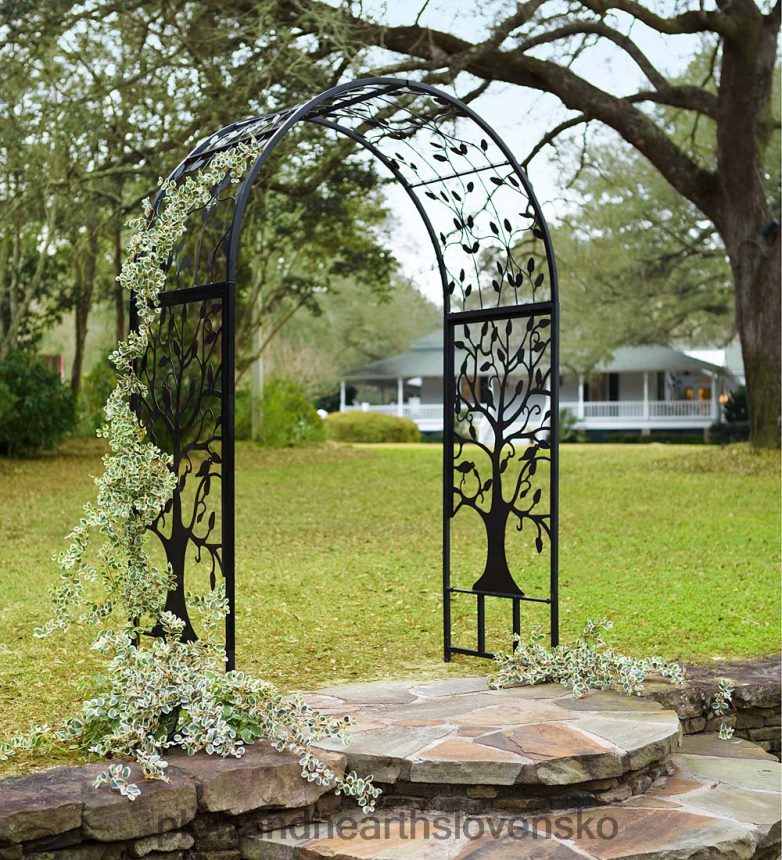 Plow & Hearth kovový oblúkový záhradný altánok s dizajnom stromu života 6P208P652 dvor a záhrada