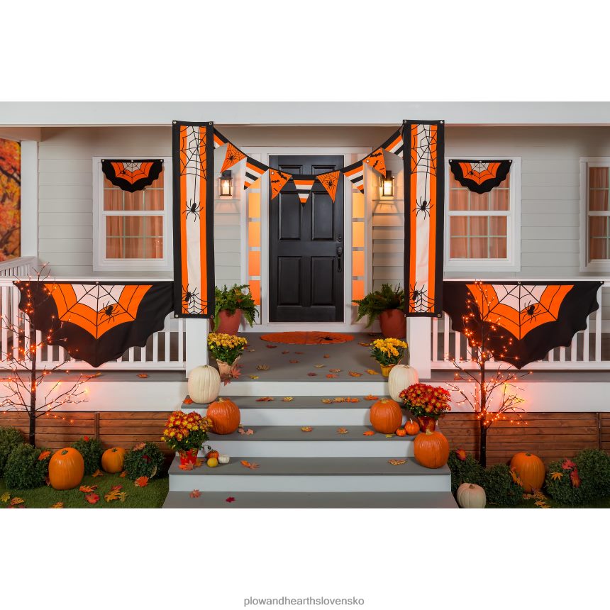 Plow & Hearth halloween pavučina bavlna stĺpový strnádka 6P208P546 dvor a záhrada