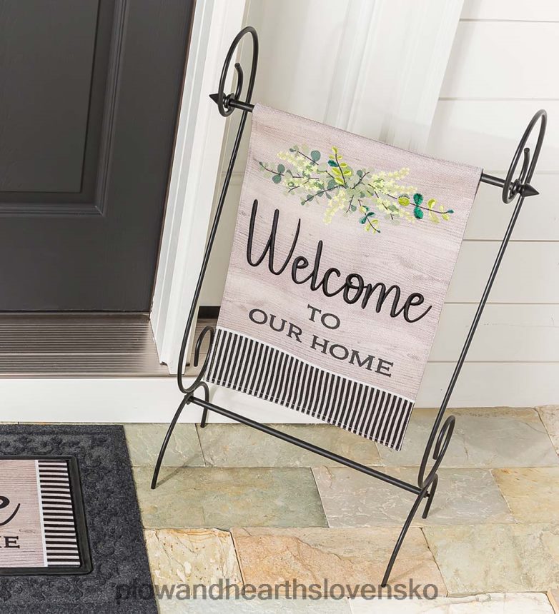 Plow & Hearth drevené zrno vítaná pytlovina záhradná vlajka 6P208P570 dvor a záhrada