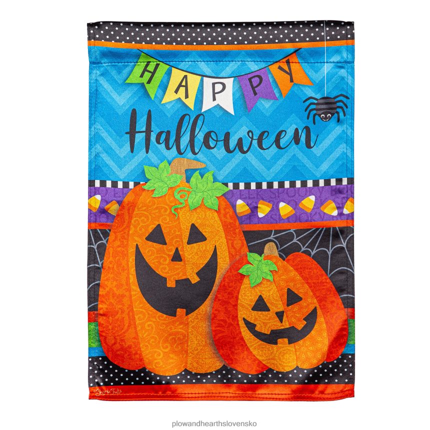 Plow & Hearth halloweenske pozdravy lesk záhradná vlajka 6P208P596 dvor a záhrada