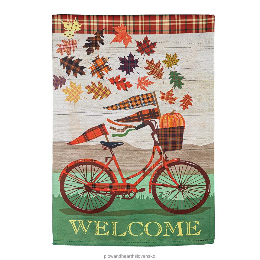 Plow & Hearth jeseň bicykel semiš záhradná vlajka 6P208P583 dvor a záhrada