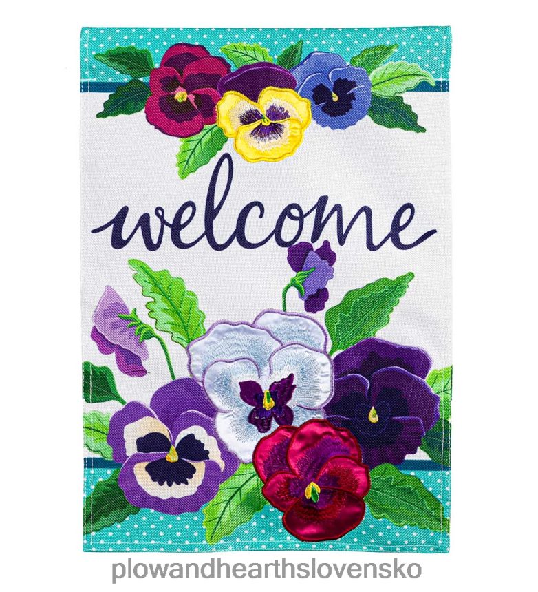 Plow & Hearth pekné macešky pytlovina záhradná vlajka 6P208P565 dvor a záhrada