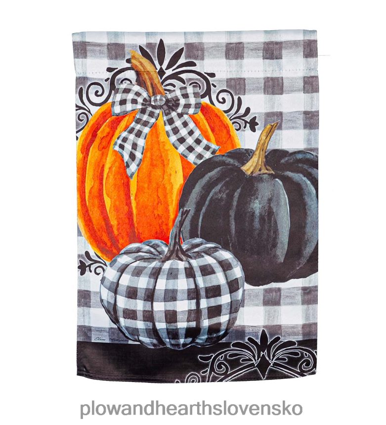 Plow & Hearth tekvica check semiš záhradná vlajka 6P208P558 dvor a záhrada