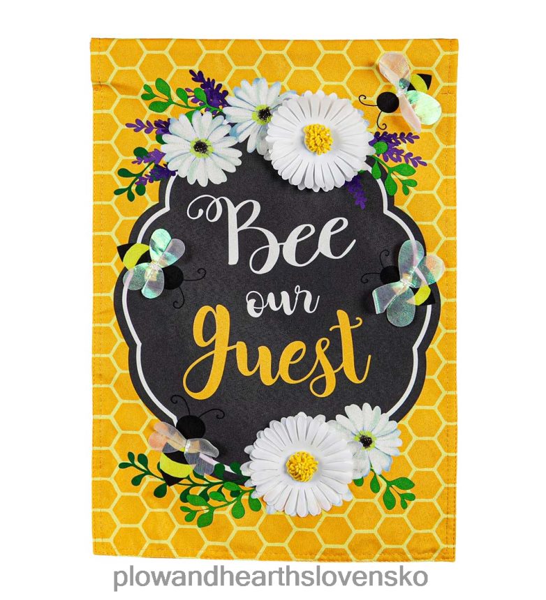 Plow & Hearth včela naša hosťovská ľanová záhradná vlajka 6P208P590 dvor a záhrada