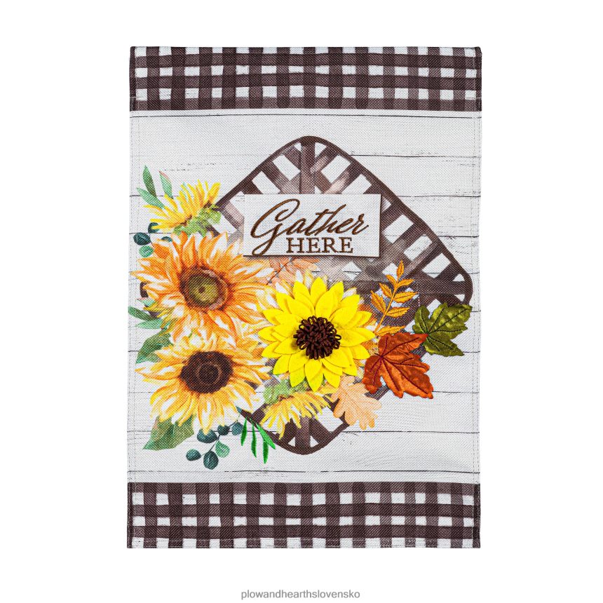 Plow & Hearth zhromaždiť sa tu pytlovina záhradná vlajka 6P208P587 dvor a záhrada