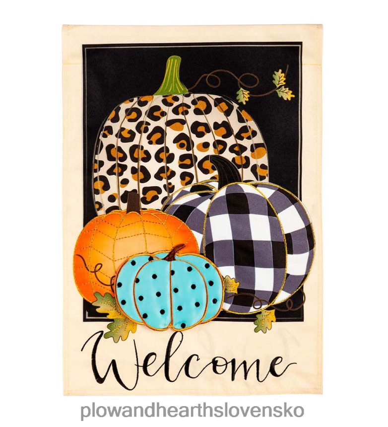 Plow & Hearth zmiešaná potlač tekvica ľanová záhradná vlajka 6P208P562 dvor a záhrada