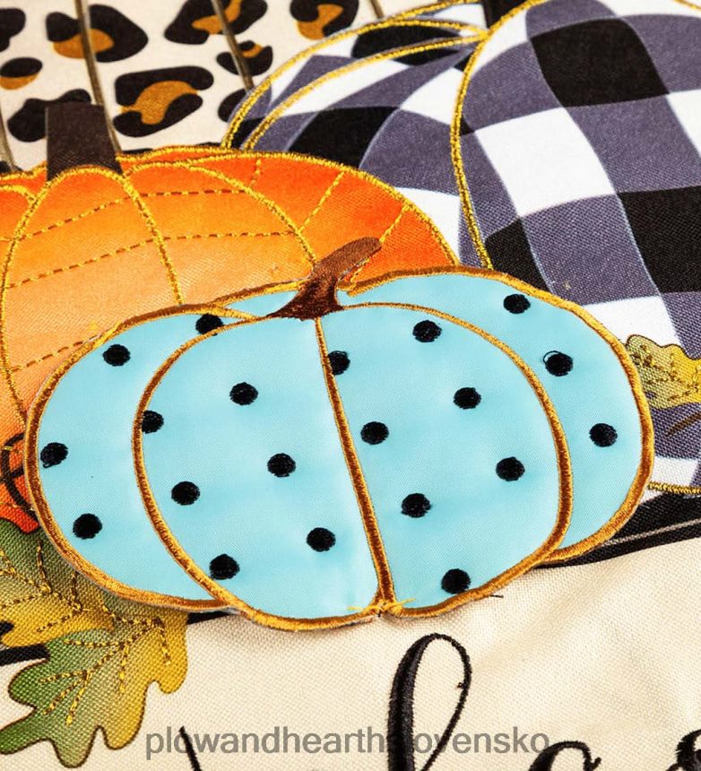 Plow & Hearth zmiešaná potlač tekvica ľanová záhradná vlajka 6P208P562 dvor a záhrada