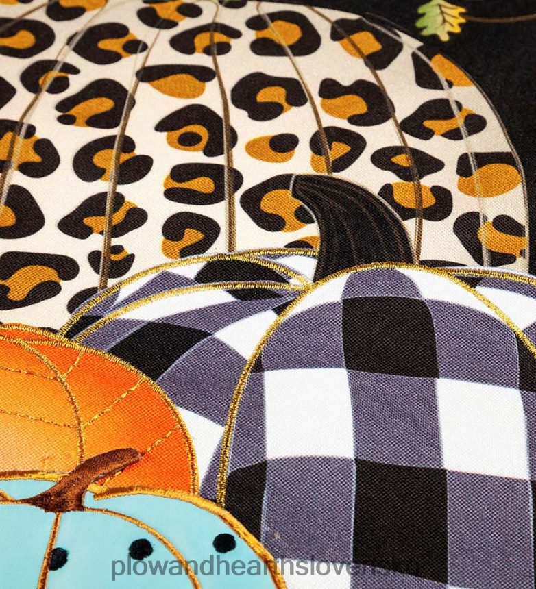 Plow & Hearth zmiešaná potlač tekvica ľanová záhradná vlajka 6P208P562 dvor a záhrada