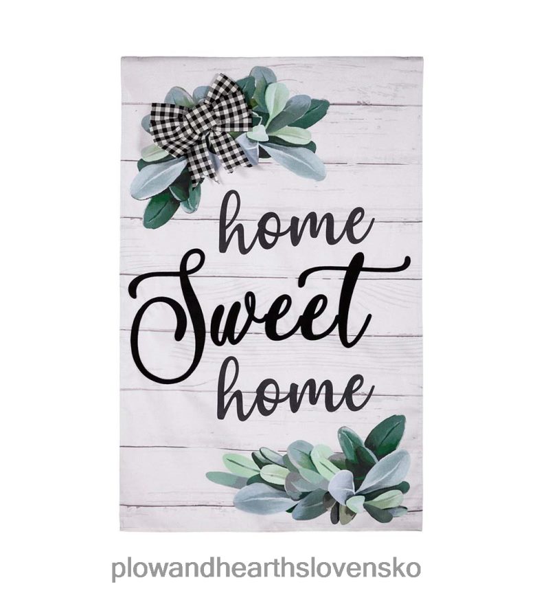 Plow & Hearth "home sweet home" eukalyptová pytlovina domová vlajka 6P208P632 dvor a záhrada