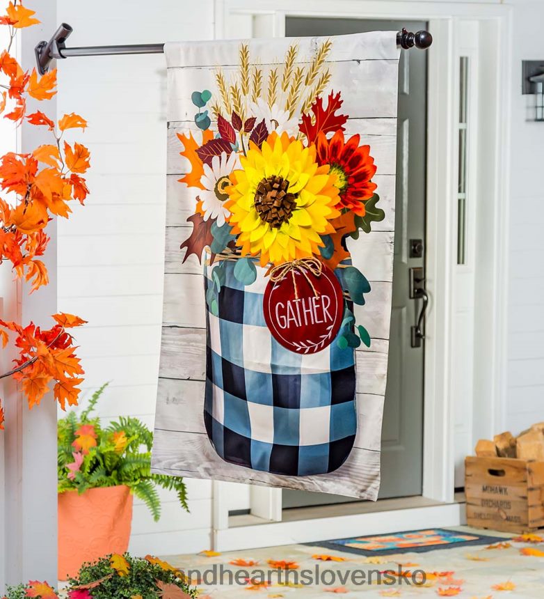 Plow & Hearth jeseň kontrola murár jar plátno domová vlajka 6P208P626 dvor a záhrada