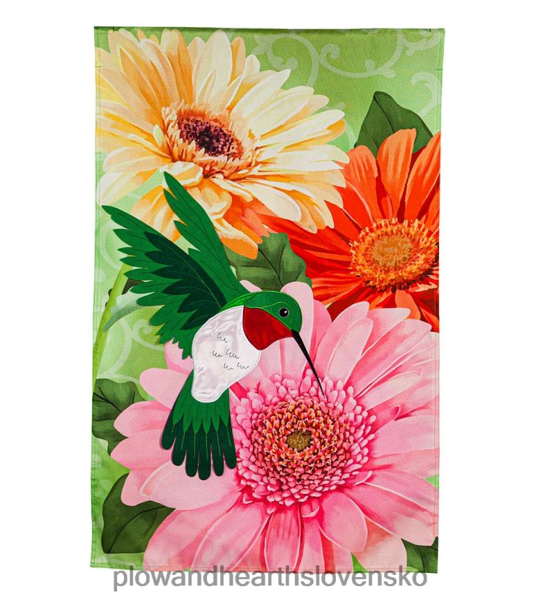 Plow & Hearth kolibrík a sedmokráska trio ľanová domová vlajka 6P208P629 dvor a záhrada