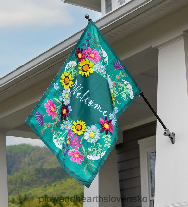 Plow & Hearth vlajka poľných kvetov vítaná 6P208P623 dvor a záhrada