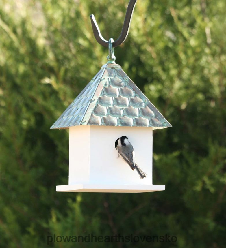 Plow & Hearth Vtáčia búdka bungalov z tvrdého dreva s medenou strechou 6P208P886 dvor a záhrada