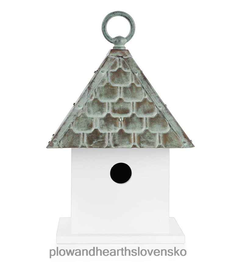 Plow & Hearth Vtáčia búdka bungalov z tvrdého dreva s medenou strechou 6P208P886 dvor a záhrada