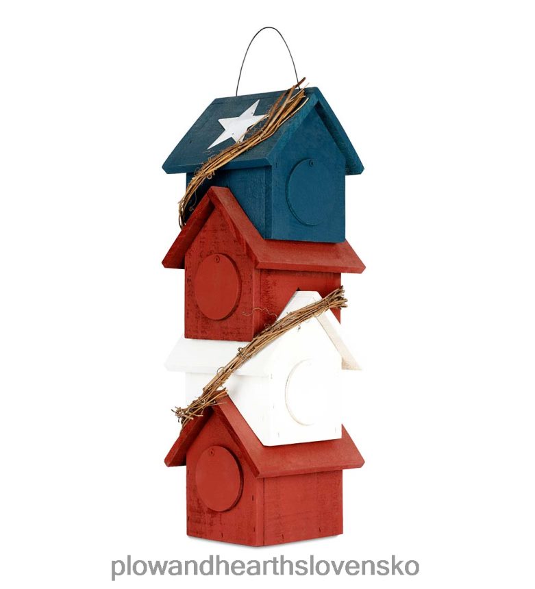 Plow & Hearth americana vlastenecká štvorposchodová závesná drevená vtáčia búdka 6P208P879 dvor a záhrada