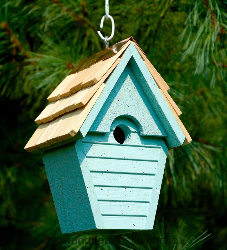 Plow & Hearth vtáčia búdka vtáčia búdka vráskavec - modrá škrupina 6P208P862 dvor a záhrada