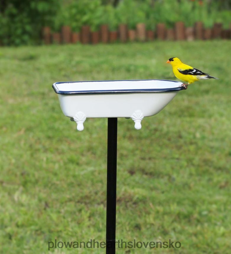 Plow & Hearth Splash splash birdbath, mosadz s bielou povrchovou úpravou - biela 6P208P847 dvor a záhrada