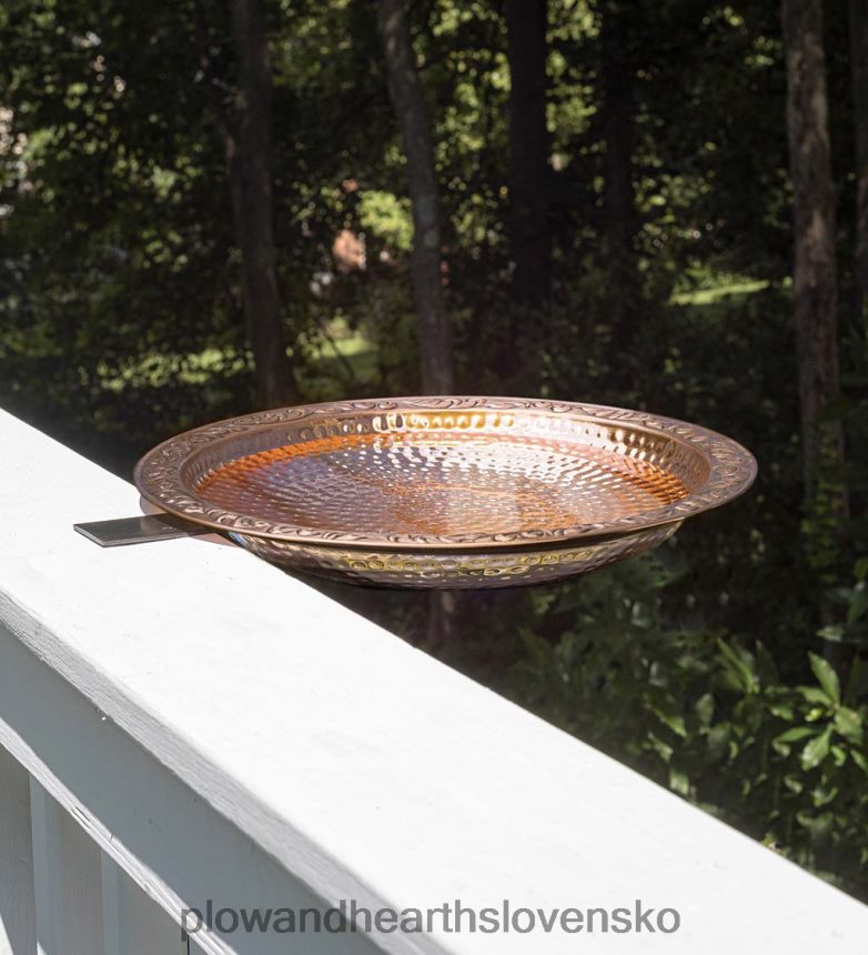 Plow & Hearth veľká paluba namontovaná medená vaňa pre vtáky 6P208P836 dvor a záhrada