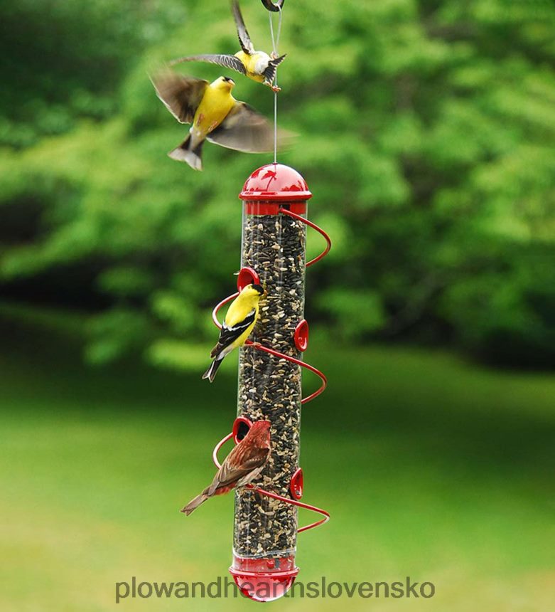 Plow & Hearth červená špirála-ostriež kŕmidlo pre vtáky - červená 6P208P3028 dvor a záhrada