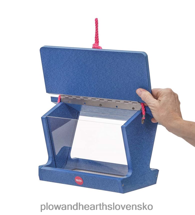 Plow & Hearth farebné kŕmidlo pre vtáky z recyklovaného poly-reziva v štýle násypky - žlté 6P208P748 dvor a záhrada